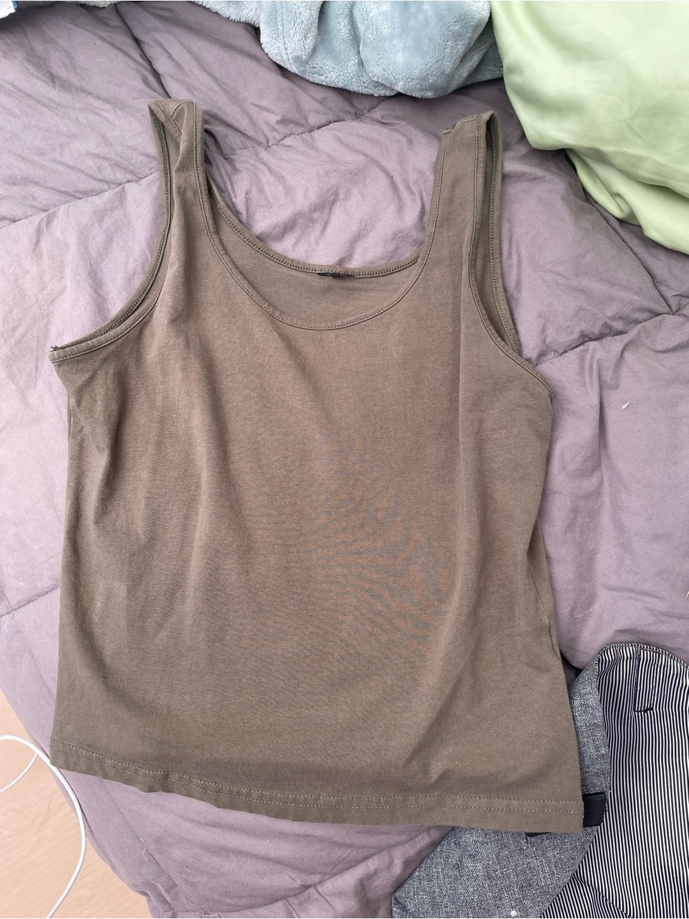 Women's olive Tank Top - Classic Scoop Neck